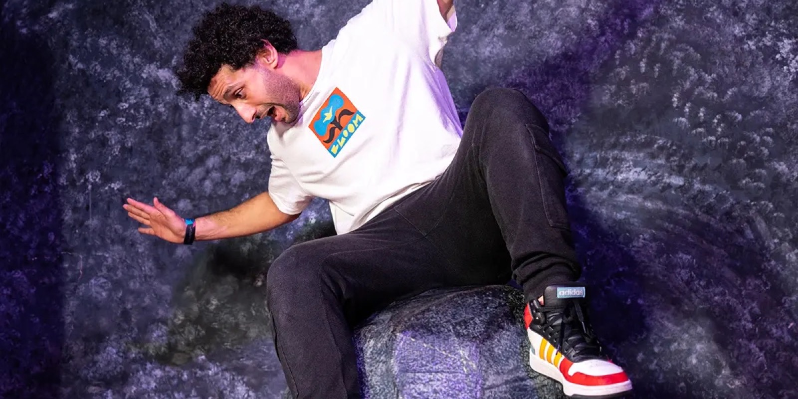 A player mid-jump between the rocks in the Lava Land room